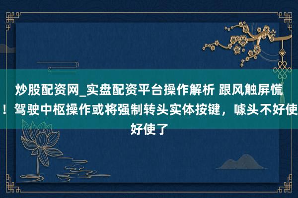 炒股配资网_实盘配资平台操作解析 跟风触屏慌了！驾驶中枢操作或将强制转头实体按键，噱头不好使了