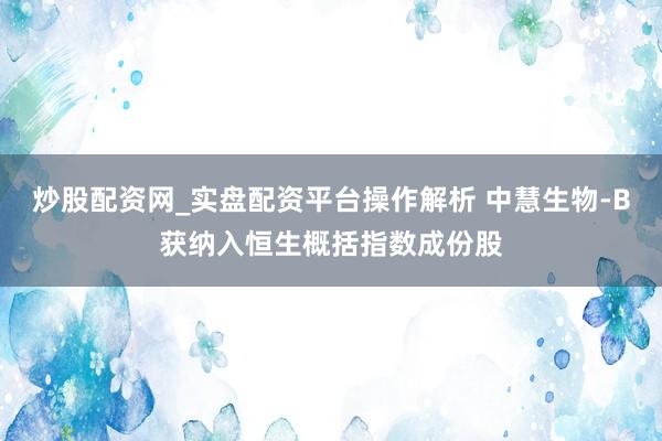 炒股配资网_实盘配资平台操作解析 中慧生物-B获纳入恒生概括指数成份股