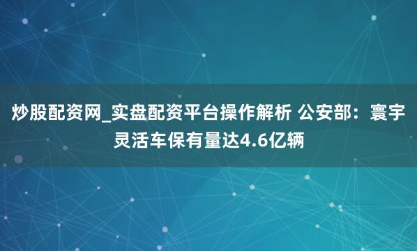 炒股配资网_实盘配资平台操作解析 公安部：寰宇灵活车保有量达4.6亿辆