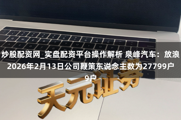 炒股配资网_实盘配资平台操作解析 泉峰汽车：放浪2026年2月13日公司鞭策东说念主数为27799户
