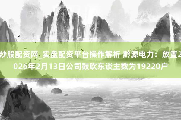 炒股配资网_实盘配资平台操作解析 黔源电力：放置2026年2月13日公司鼓吹东谈主数为19220户