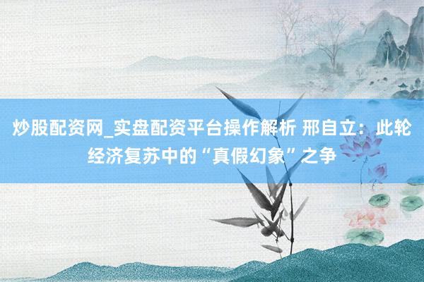 炒股配资网_实盘配资平台操作解析 邢自立：此轮经济复苏中的“真假幻象”之争