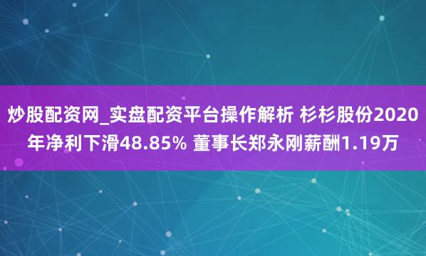 炒股配资网_实盘配资平台操作解析 杉杉股份2020年净利下滑48.85% 董事长郑永刚薪酬1.19万