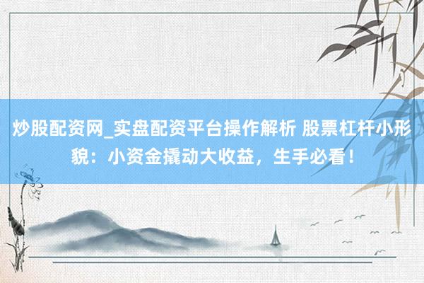 炒股配资网_实盘配资平台操作解析 股票杠杆小形貌：小资金撬动大收益，生手必看！